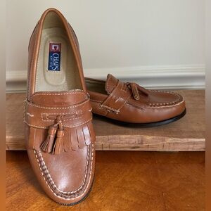 CHAPS Brown Leather Constituent Tassel Loafers Shoes Sz 8.5 M 96-8342